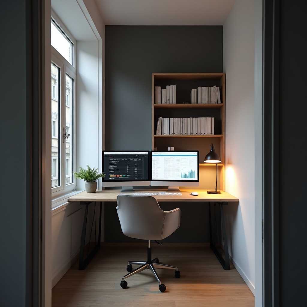 Das Elmarvexos Studio in Villach mit modernem Arbeitsbereich und Analysewerkzeugen